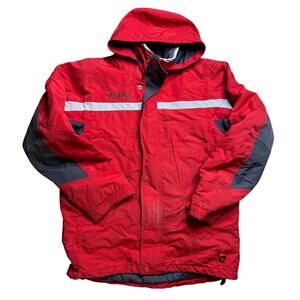 COLUMBIA SPORTSWEAR SNOW JACKET RED MENS SMALL S COAT BUTTON ZIP VINTAGE